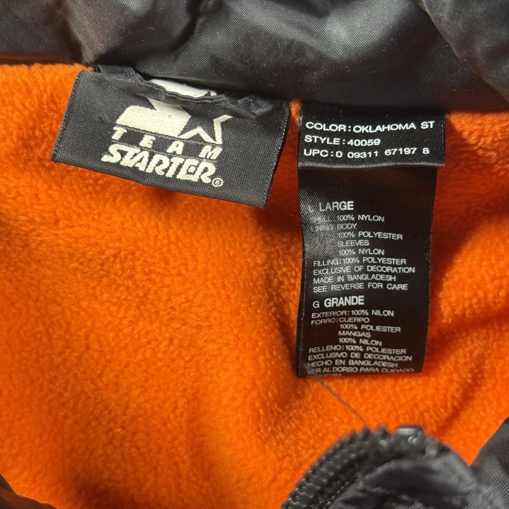 Oklahoma State Cowboys Starter Fleece Lined Jacket Size Men's Large Vintage - Picture 11 of 11